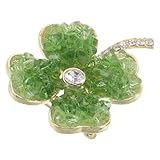 LIFKOME Grüne Kristall Kleeblatt Brosche mit Farbverlauf Sichere Anstecknadel für Jackett Schal und Cardigan Irische Glücksbringer Schmuck für St Patrick’S Day und Festliche Outfits