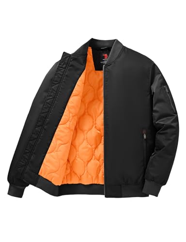 Image of TBMPOY Men's Winter Bomber Jacket Warm Fall Casual Flight Windbreaker Padded Coats Full Zip Stylish Varsity