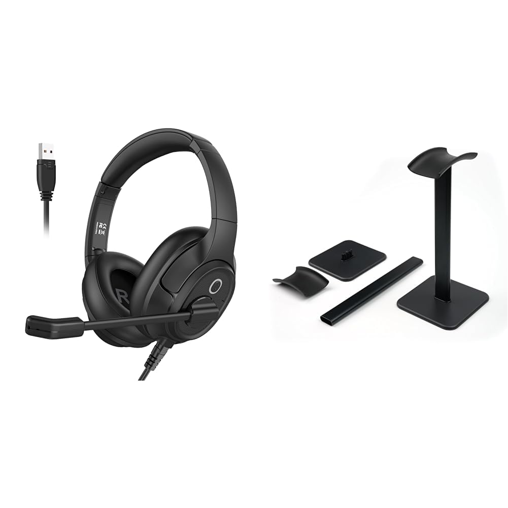 EKSA EH2 Black Headset with ENC, Over- Ear Computer Headphones for Professional Calling Headphone Stand, Balck-image-17