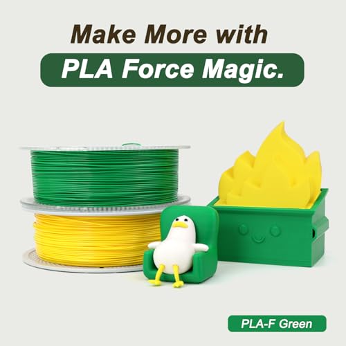 Image of PLA Force Green Filament, Toughened PLA Filament 1.75mm 1KG | Vibrant Green 3D Printer Filament Delivers An Eye-catching, Rich Color with Smooth Finish