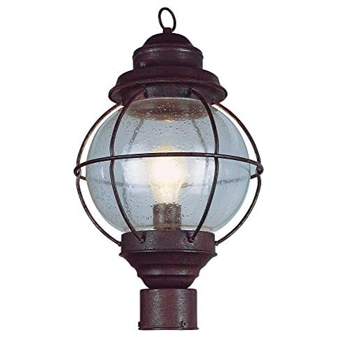 Trans Globe Lighting TG69902 RBZ Catalina Collection 15 Inch One Light Outdoor Lantern Post Mount Head I in a Rustic Bronze Finish I Traditional Style Light Fixture I Cover