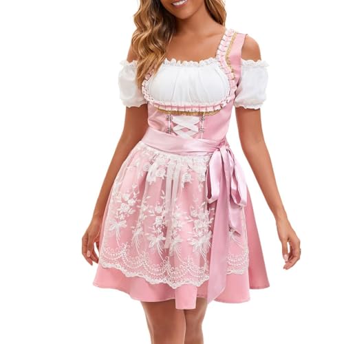 Dirndl Lang Dirndl | Oktoberfest Damen Outfit mit Spitze Schürze...