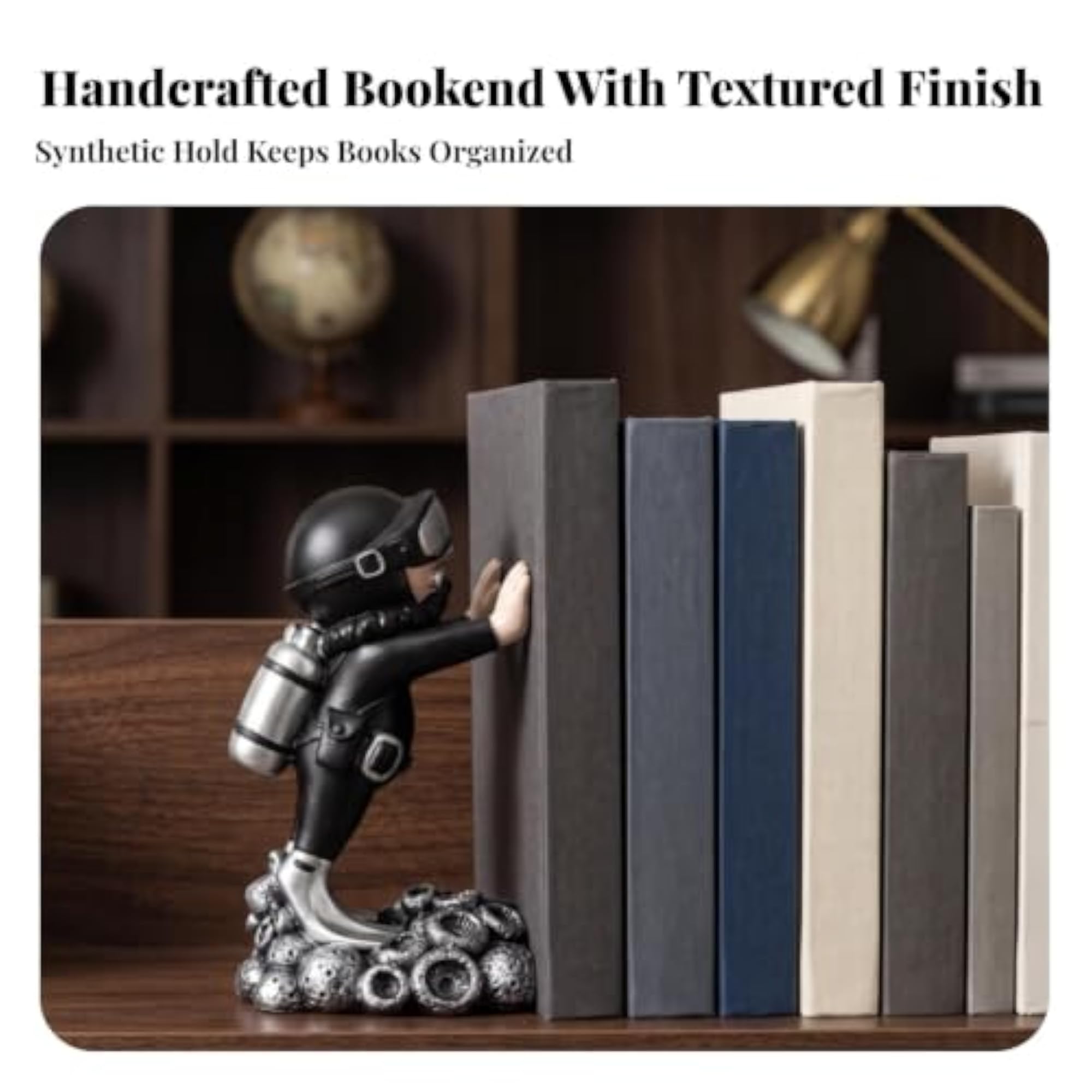 Sculptural Astronaut Bookend, Modern Decorative Highlight
