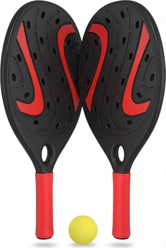 Par de raquetas de playa de pádel con pelota blanda, juego de raquetas de madera, para playa, piscina, playa, jardín, playa, playa, etc. Resistente al agua