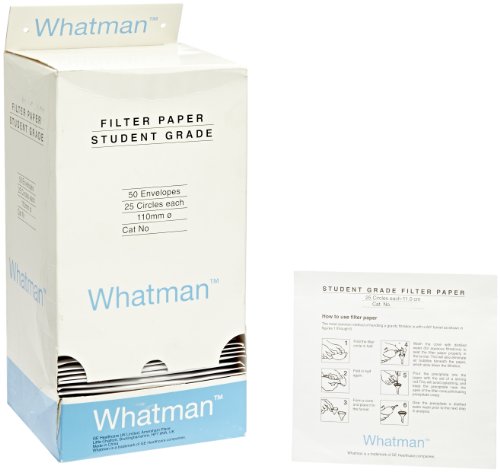 Whatman 1093-111 Quantitative Filter Paper Circles, 10 Micron, 7 s/100mL/in Flow Rate, Grade 93, 110mm Diameter (Pack of 1250)