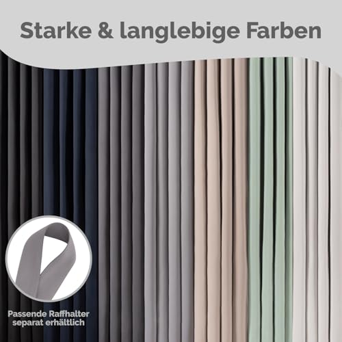 Blumtal Verdunklungsvorhänge 2er Set - Thermovorhang Hitzeschutz - Vorhang Blickdicht mit Ösen - Gardinenschals mit Schlaufen… – Ansicht 4