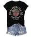 Vintage Band Shirt for Women Retro Rock and Roll Graphic Tee Country Music Concert T Shirt Casual Short Sleeve Tops (Large, Black)