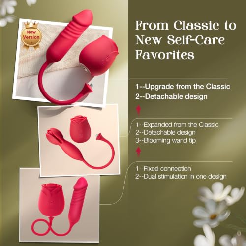 Image of MOOLIGIRL Rose Toy Vibrator with Thrusting Dildo, Adult Sex Toys for Women