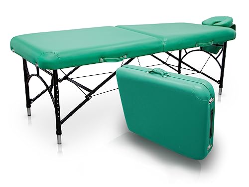 Table de massage pliable verte pour soins esthétiques à domicile