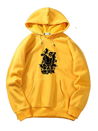 Image of The SV Style Random Print Graphic Print Pullover Hoodie, Black, Long Sleeve with Kangaroo Pocket 320 GSM Fleece Inside