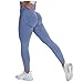 QAZX Pantalon de sport sans coutures pour femme - Legging de fitness - Pour le fitness et la course à pied, le cyclisme, la taille haute, bleu clair, S