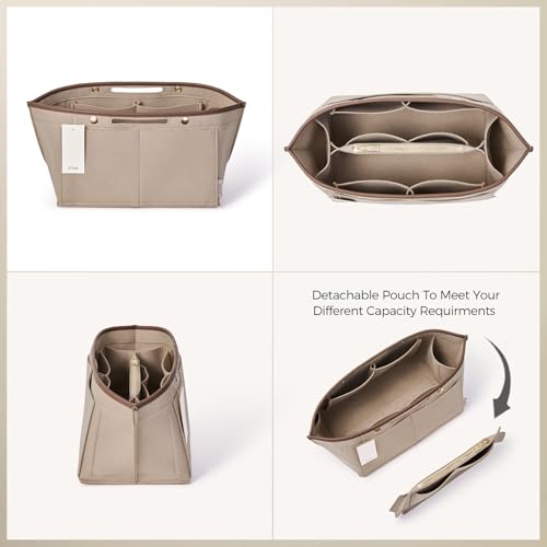 ZTUJO Purse Organizer Insert For Le Pliage, Compatible with Longchamp Le Pliage Shoulder Bag S/L, Top Handle S/M，Energy S/L, Xtra S, Longchamp Organizer Insert (Beige, Large)4