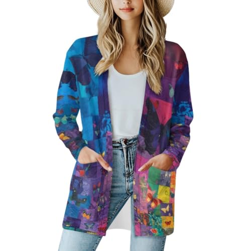 Image of Cardigan Sweaters for Women Long Sleeve Cardigan Soft Drape Open Front Fall Dusters V-Neck Jackets Dressy Loose Coat