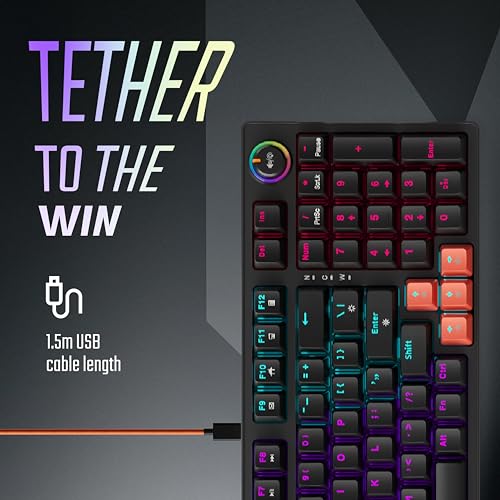 Image of acer Nitro G Wired Mechanical Gaming Keyboard | 98% Layout with Multifunction Knob | Red Switches | RGB Flowing Light | Gasket Structure | 96 Keys | Mixed-Color Key Glow | 50M Switch Life