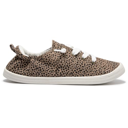 Image of FUNKYMONKEY Slip-On Canvas Sneakers for Women, Comfortable Lightweight Lace-Up Flat Casual Tennis Shoes Breathable Walking Shoes for Everyday Wear
