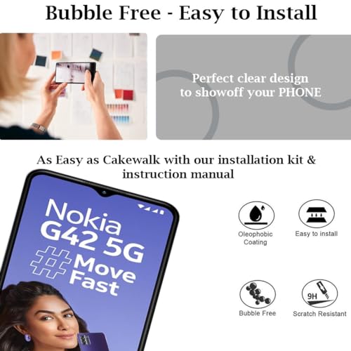 Image of DD SON Tempered Glass Screen Protector Compatible for Nokia G42 5G (11D) with Edge to Edge Coverage and Easy Installation kit,Black