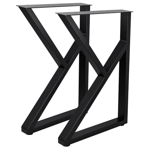 Homtone Juego de 2 patas de mesa de metal resistente, patas de banco de acero industrial, patas de mesa para manualidades, mesa de café, banco, mesa de comedor, escritorio, color negro (H71 x ancho 45