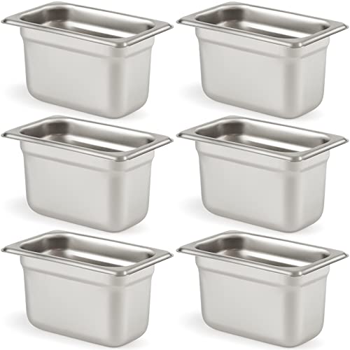Comparison: 9 Pan Kitchen 2 CURTA 6 Pack Anti-Jam Hotel Pans, 1/9 Size 4 Inch Deep, NSF Commercial 18/8 Stainless Steel Chafing Steam Table Pan, Catering Storage Metal Food Pan