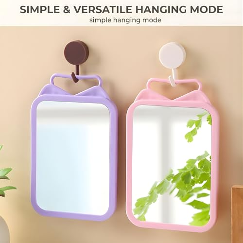 Image of Countertop Rectangle Cosmetic Mirror with Stand Bathroom Shaving Make Up Mirrors,Portable Folding Travel Mirror for Travel Camping Home (Blue - 1Pcs)