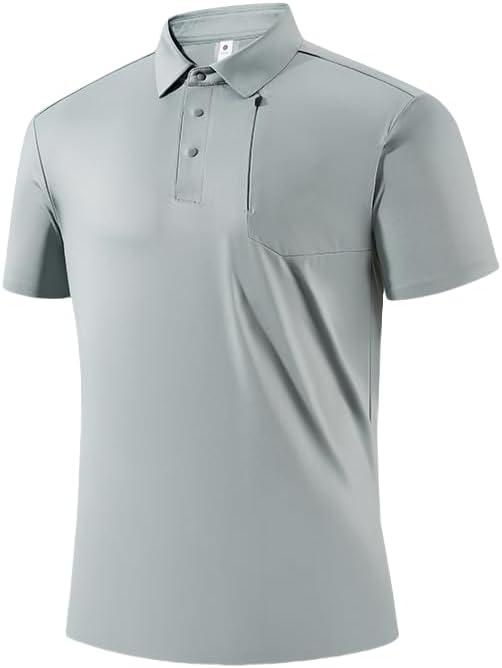 Men’s Moisture-Wicking Polo Shirts for Golf Gym - Quick-Dry Performance Short Sleeve T-Shirts Casual Sportswear