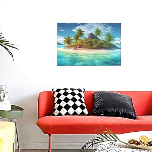 Toile murale moderne île tropicale de 30,5 x 45,7 cm pour décoration de salon et chambre