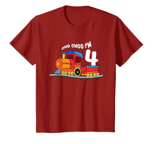 Image of Kids Train Birthday Shirt 4 Years Old Birthday Outfit Boys T-Shirt