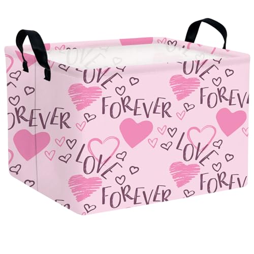 Image of Cute Heart Valentine's Day Basket Gifts Empty Storage Basket for Kid and Baby Room Decor (Love for Ever Pink Heart)