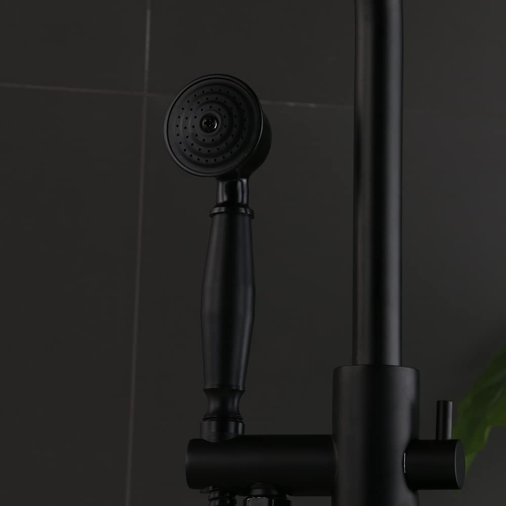 Soporte de pared para bañera y ducha, grifo de baño independiente, grifo de baño, moderno y independiente, ducha de mano con batidora, grifo de baño, grifo de ducha, color negro mate