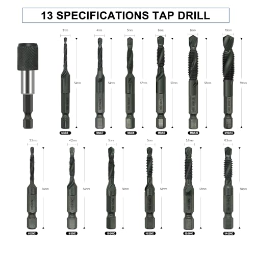 image for GMTOOLS Combination Drill and Tap Bit Set with Quick-Change Adapter of