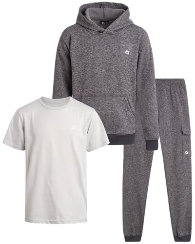 RBX Boys Sweatpants Set - 3 Piece Fleece Pullover Boys Hoodies Athletic Shirt and Kids Sweatpants Activewear Set (2T-12)
