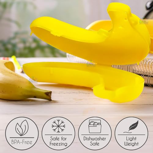 Image of VGRASSP Pack of 2 Banana Storage Case For Kids - Banana Box For School And Outdoor - Color As Per Stock