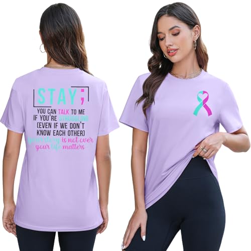 Women Suicide Awareness Shirts Suicide Prevention Shirt Stay Need You Tees Therapist Psychologist Tee Top2