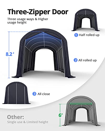 King Bird 10' X 20' Heavy Duty Anti-Snow Carport Round Style Outdoor Instant Garage Car Canopy With Reinforced Ground Bars #TOP1