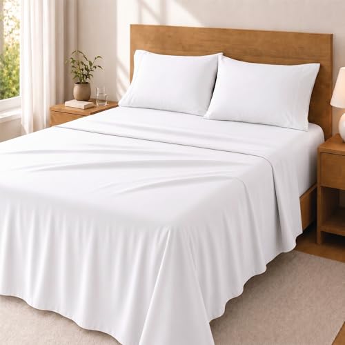 Degrees Home Premium – Juego de Sábanas 200x200 cm 4 Piezas: Sábana Bajera Ajustable, Encimera y 2 Fundas de Almohada 50X80 – Microfibra Cepillada, Suave, Oeko-Tex Certificado