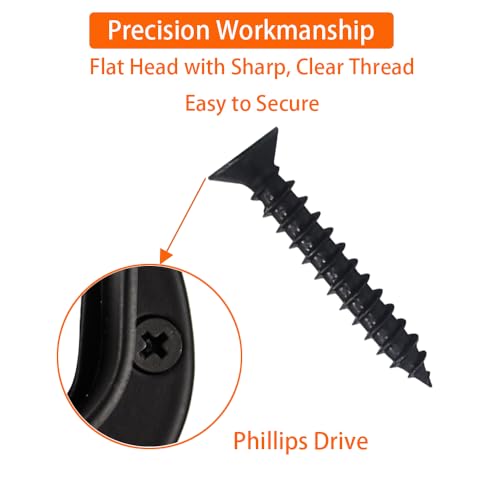 Kit de 100 tornillos para madera M4 negros con cabeza plana Phillips miniatura 3