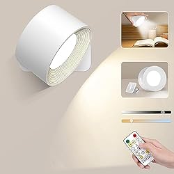 Lamparas De Dormitorio Para Leer Lámpara pared dormitorio lampara led recargable Apliques Interior Control táctil Lámpara 10 brillo de 3 colores Focos con mando a distancia libremente giratorio luces