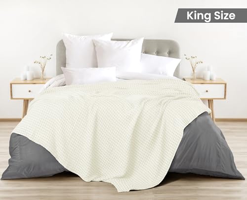 Image of Utopia Bedding 100% Cotton Waffle Weave Blanket King Size for Bed - Lightweight, Breathable Summer Blankets Soft and Cozy, Gifts for Women Home Room Decor (Ivory, 90x108 Inch)