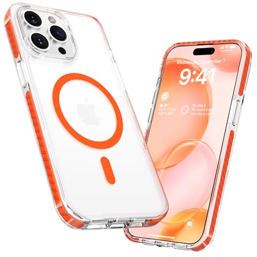 Coque iPhone 15 Pro transparente et magnétique LATVIN protection orange