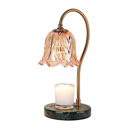 Candle Warmer Lamp Crystal Glass Table Lamp with Green Marble Base Electric Wax Melt Lamp with Timer and Dimming Candle Warmer for Scented Wax Birthday for Girls Woman