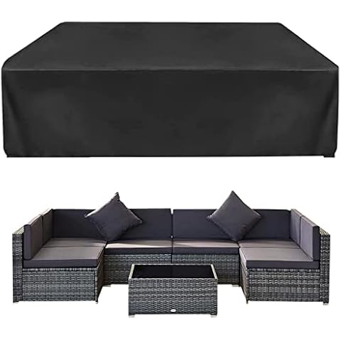 Garden Furniture Cover, 60×60×60cm Garden Table Cover, 420D Heavy Duty Oxford Fabric Outdoor Patio Furniture Cover Waterproof, Windproof, Anti-UV, Duty Rip Proof for Patio, Outdoor - Black Cover