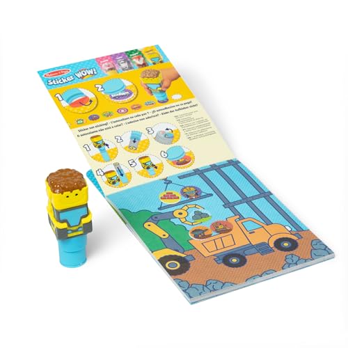 Image of Melissa & Doug Sticker Wow! 24-Page Activity Pad and Sticker Stamper, 300 Stickers, Arts and Crafts Fidget Toy Collectible Character - Bulldozer - for Kids Ages 3+ - FSC Certified