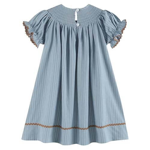 Light Blue Puppy Smocked Bishop Dress2