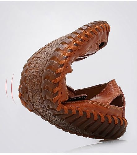 Mens Sport Sandals Breathable Outdoor Fisherman Shoes Adjustable Closed Toe Summer Leather Loafters2