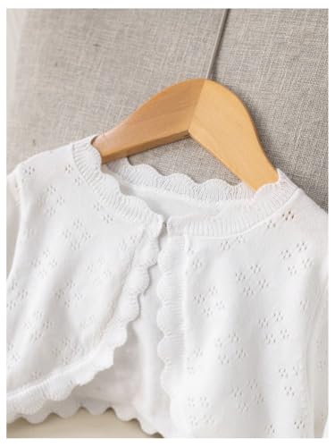 OYOANGLE Girl's Long Sleeve Cropped Cardigan Knitted Frill Trim Open Front Contrast Lace Cardigans4