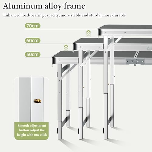 Tavolo pieghevole leggero e regolabile – Tavolo portatile da esterno per campeggio, tailgating e barbecue – facile da installare e design elegante