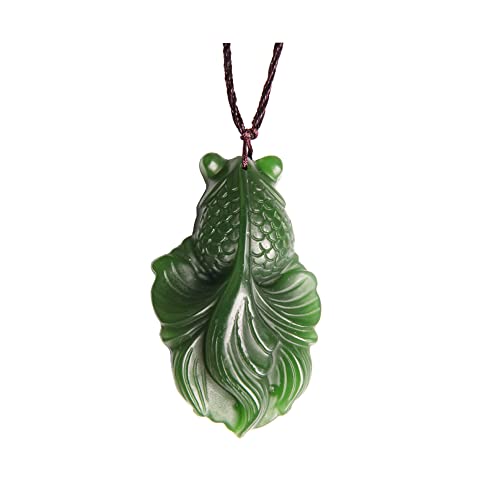 Opexicos 1Pcs Jadeite Goldfish Hand-Carved Jadeite Jade Pendant Necklace