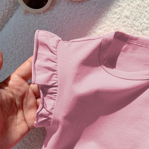 Toddler Girls Summer Ruffle Trim Sleeveless Cotton Tank Top Cute Crew Neck Trendy Tee Shirt Beach Wear2