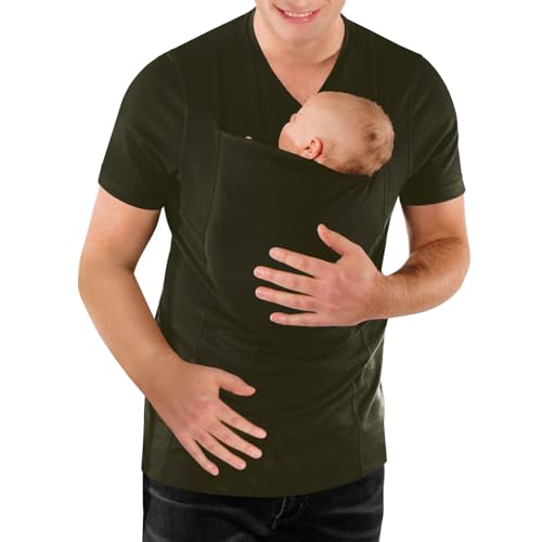 Image of Mens Dad Shirts Baby Carrier Shirt Short Sleeve Skin to Skin New Dad Gifts T-Shirt with Pocket