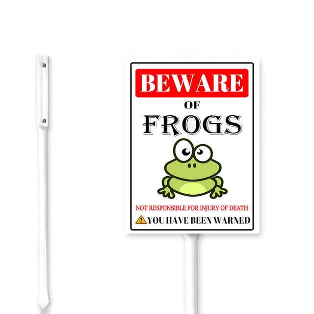 Geroclonup （20x30) Beware Of Frogs Yard Sign Stakes Caution Frog Lawn Signs Stand Rustproof Aluminum for Home Road Easy To Install Outdoor Decorations