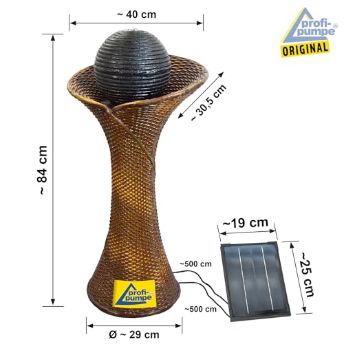 Solar Gartenbrunnen Amur – Zierbrunnen mit Li-Ionen Akku und LED-Licht